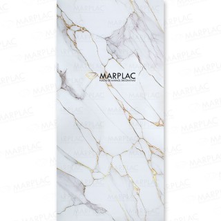 Panel decorativo mármol blanco Ibiza | Vetas gris y oro Panel decorativo mármol blanco Ibiza | Vetas gris y oro