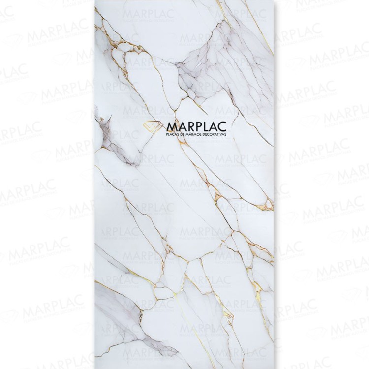 Panel decorativo mármol blanco Ibiza | Vetas gris y oro Panel decorativo mármol blanco Ibiza | Vetas gris y oro