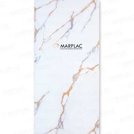 Revestimiento interior blanco con vetas doradas – Panel decorativo