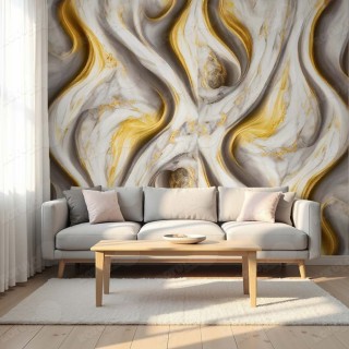 Panel mural efecto mármol artístico dorado | Modelo río dorado