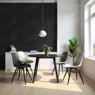 Paneles listones madera negra brillo | Revestimiento pared interior Paneles listones madera negra brillo | Revestimiento pared interior