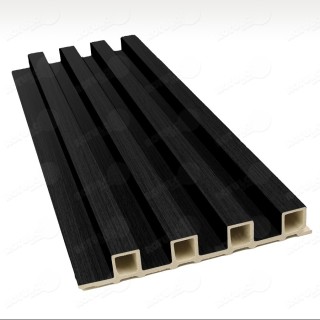 Paneles listones madera negra brillo | Revestimiento pared interior Paneles listones madera negra brillo | Revestimiento pared interior