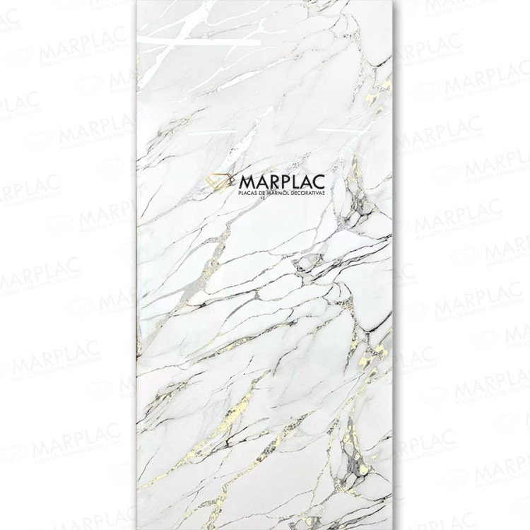 Panel decorativo blanco con vetas plateadas | Interior luminoso