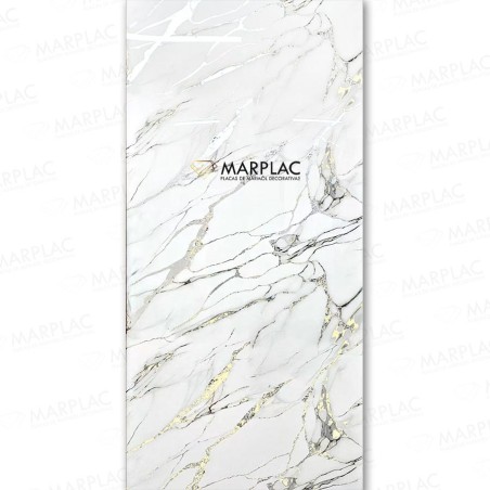 Panel decorativo blanco con vetas plateadas | Interior luminoso