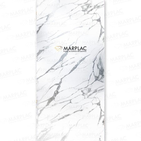 Panel decorativo blanco con vetas plateadas | Interior luminoso