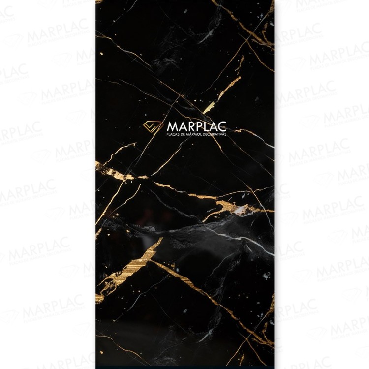 Mármol negro con dorado para crear paredes impactantes