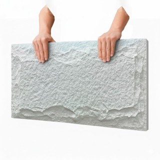 Revestimiento exterior blanco efecto piedra roca en panel pu