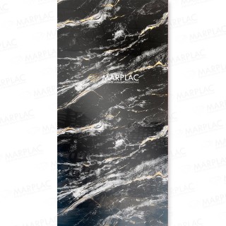 Revestimiento negro brillo con vetas doradas efecto lujo