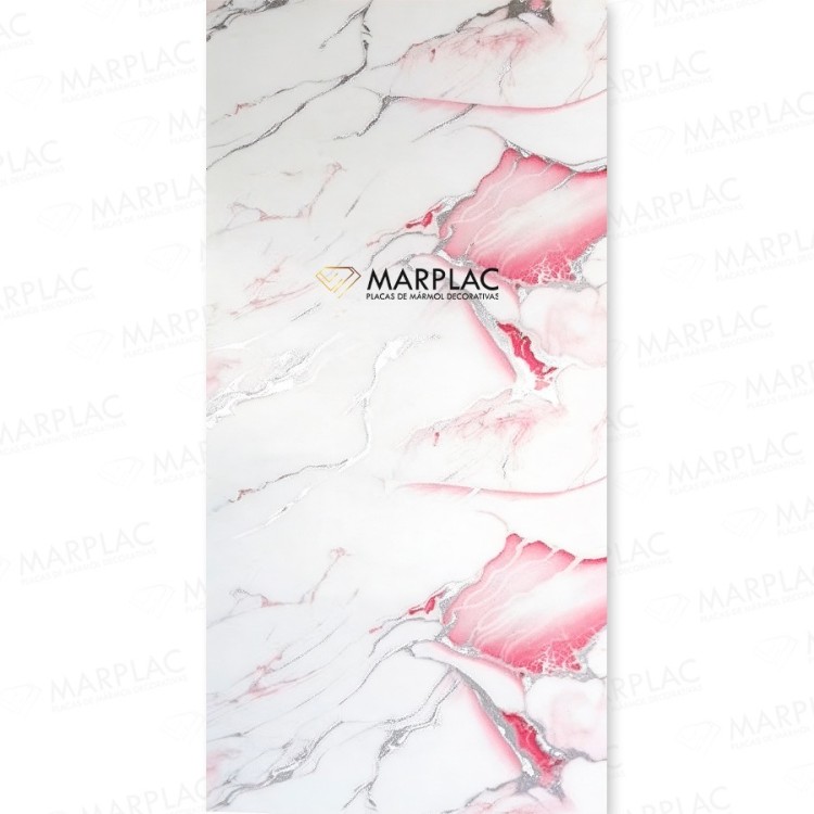 Placa decorativa rosa plateado brillo efecto mármol para interiores