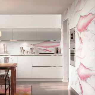Placa decorativa rosa plateado brillo efecto mármol para interiores