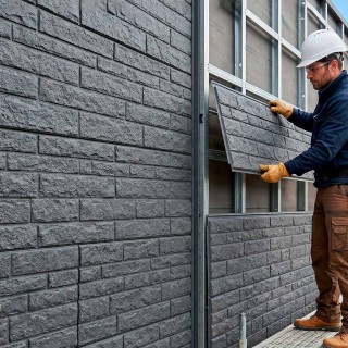 Panel tipo ladrillo gris para pared exterior
