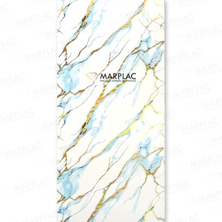Superficie azul decorativa con efecto dorado holográfico