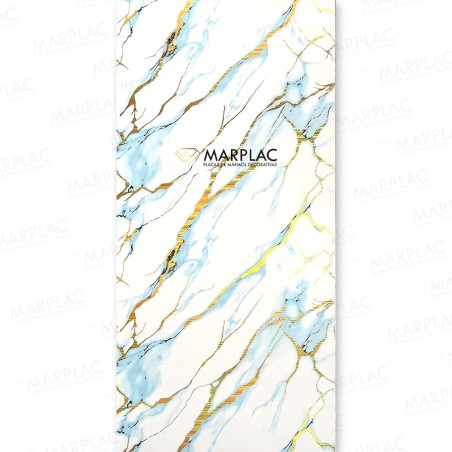 Superficie azul decorativa con efecto dorado holográfico