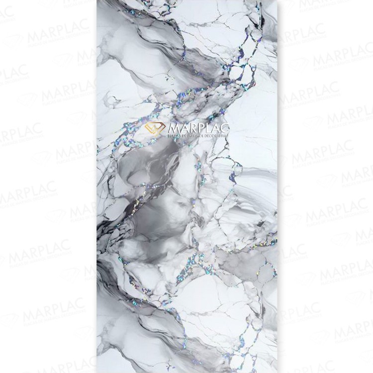 Revestimiento blanco galaxy con vetas plata para interiores