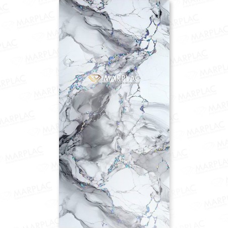 Revestimiento blanco galaxy con vetas plata para interiores