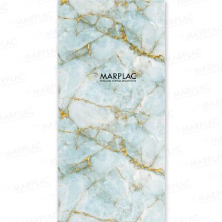 Panel verde perla con acabado mármol y vetas doradas