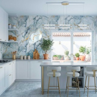 Panel claro con vetas doradas para renovar interiores