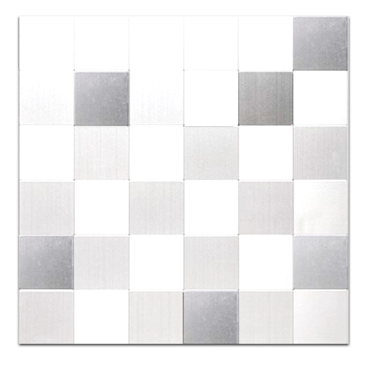 Mosaico adhesivo blanco y plata para cocina y baño