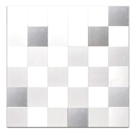 Mosaico adhesivo blanco y plata para cocina y baño