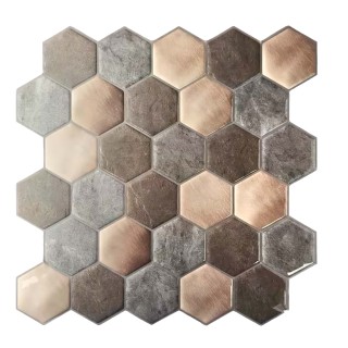 Panel adhesivo hexagonal gris para cocina y baño