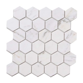 Cenefa hexagonal adhesiva efecto mármol blanco