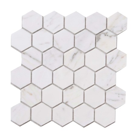 Cenefa hexagonal adhesiva efecto mármol blanco