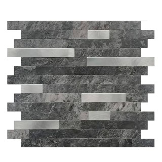 Mosaico autoadhesivo gris y plata para pared.