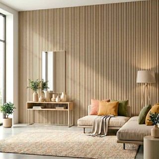 Panel de listones beige para salones y dormitorios