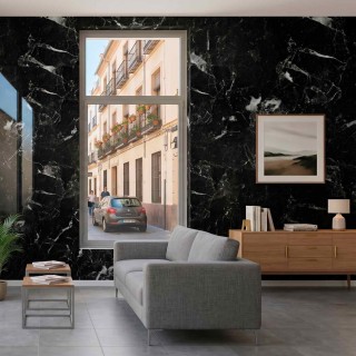Dale un toque imponente a tu pared con la placa negro azabache brillo