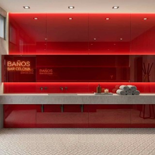 Efecto espejo rojo resistente para interior