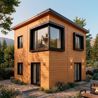 Panel efecto madera para fachadas en exterior